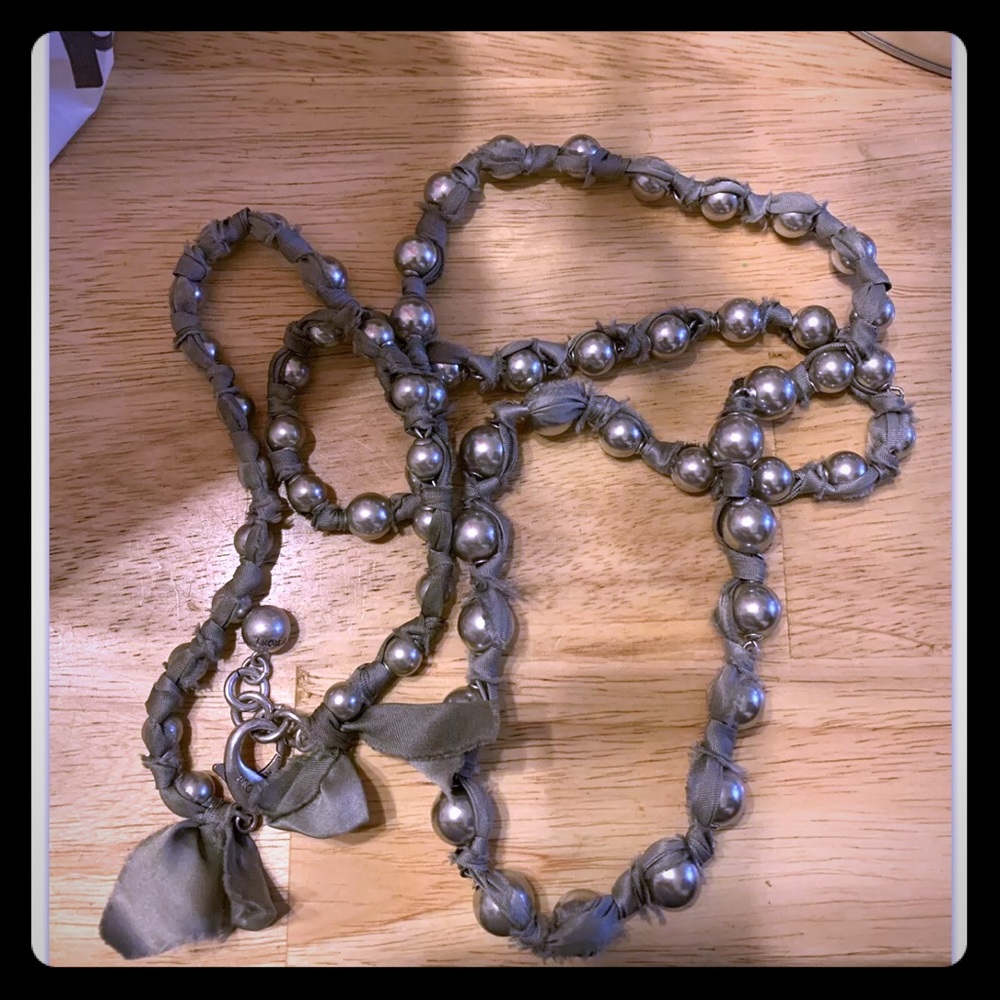 Lulu Frost gray faux pearl and ribbon necklace